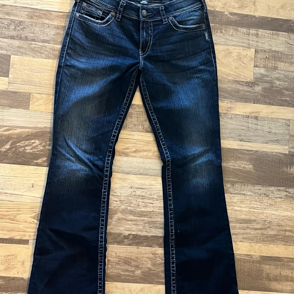Silver Suki Jeans Dark Blue Flare Women's Jeans